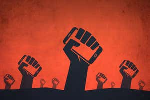 انقلاب یا اعتراض؟  دست هایی که گوشی های هوشمند را در دست گرفته اند