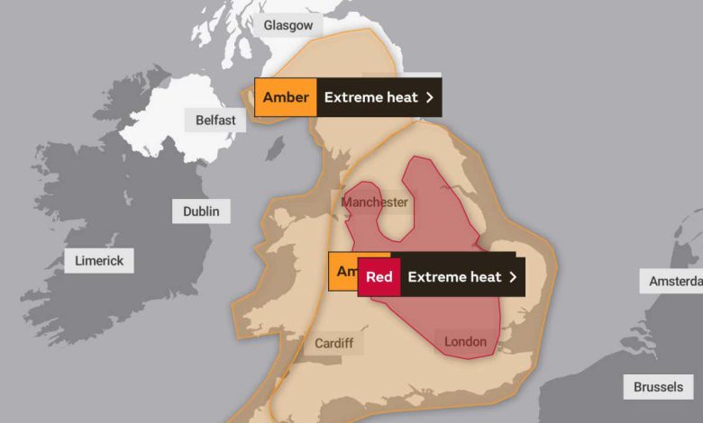 موج گرما در انگلیس: اداره هواشناسی با 50 درصد احتمال گرمای 40 درجه سانتی گراد وضعیت اضطراری بهداشتی اعلام کرد