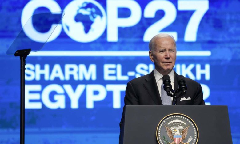 جو بایدن از رهبران می خواهد در COP27 برای جهانی عادلانه مبارزه کنند .