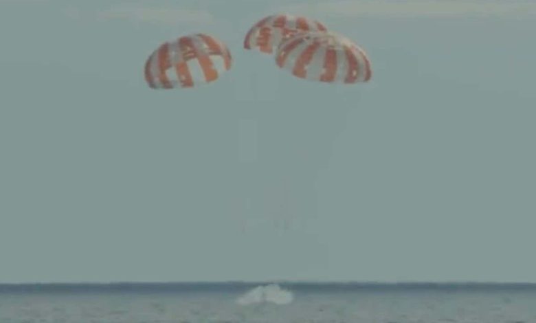 ماموریت آرتمیس اول ناسا با سقوط اوریون به زمین به پایان رسید